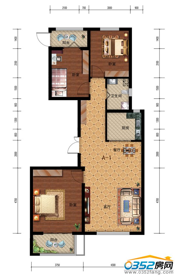奕城名都122.6平米南北通透豪華三居室