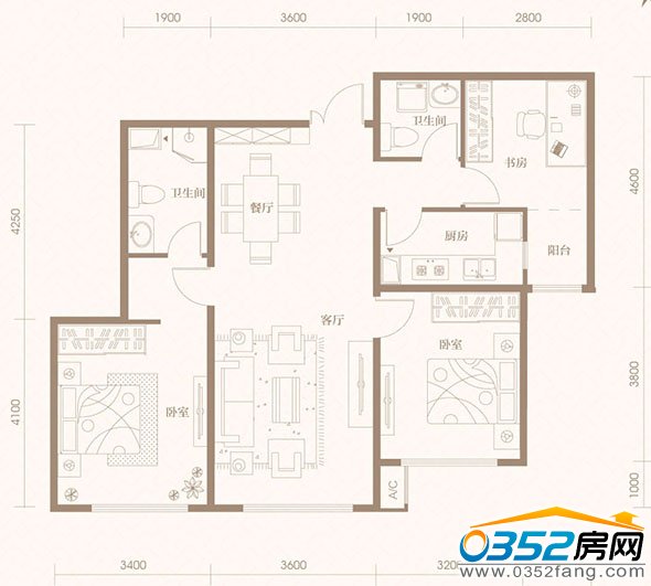 御河九號11/12號樓111平米戶型平面圖