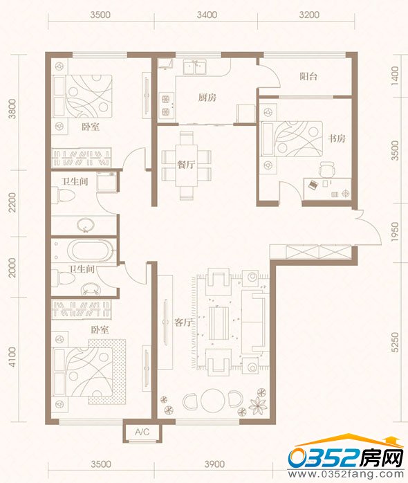 御河九號7/10號樓142平米戶型平面圖