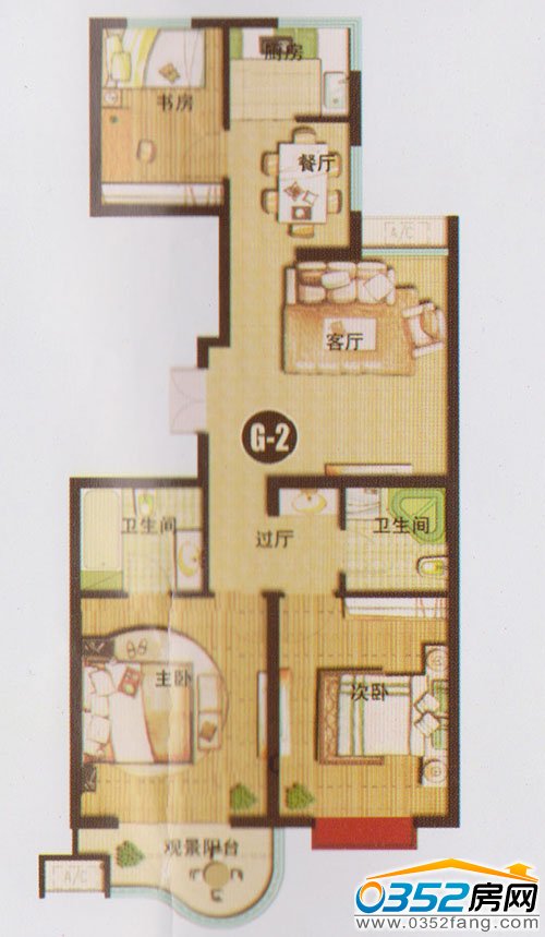 千禧御東畫卷三室兩廳兩衛戶型約107.02平米