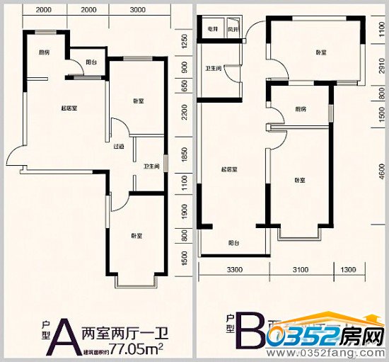 美好新里程二期主推戶型77㎡、89㎡戶型圖